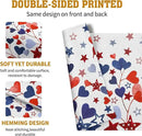 Red Blue Heart Stars 4th of July Placemats Set of 4 Patriotic America Independence Memorial Day Linen Table Mats 12x18 Inch Washable Place Mats for Party Kitchen Dining Outdoor Indoor Decor by CozyNest Decor