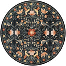 Moynesa Washable Round Rug 6ft, Ultra Thin Circle Living Room Area Rug Non Slip, Low Pile Soft Indoor Boho Bird 6'x6' Black Large Throw Carpet for Dining Room Under Table Office Bedroom by TinyTreasures Baby Boutique
