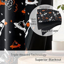 Kids Space UFO and Rocket Blackout Curtains - 100% Blackout, Thermal Insulated, Noise Reducing, Perfect for Kids Room and Nursery, 2 Panels (Starlight Rocket Chase, W52×L63) by TinyTreasures Baby Boutique