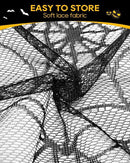 eZAKKA Halloween Table Cloth with 16 Pcs Bats Wall Decor, Spider Web Table Cloth Black Tablecloth Lace Fabric Table Cloths for Rectangle for Parties Gothic Spooky Home Decorations, 53x68 Inch by CozyNest Decor