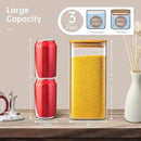 57oz - 3 Pack Square Glass Jars with Bamboo Lids, Glass Food Storage Containers with Airtight Lids for Kitchen, Air Tight Pantry Storage Containers for Cereal, Pasta, Rice, Sugar, Coffee, Spice by CozyNest Decor