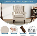 UIXE High Back Accent Chair, Upholstered Armchair in Fabric for Living Room, Retro Wingback Arm Chair Comfy Single Sofa Bedroom Reading Seat with Solid Wood Legs - Beige