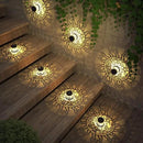 4 Pack Solar Fence Lights Metal Solar Powered Outdoor Wall Deck Lights Sun Moon Theme Waterproof Fence Light for Garden Post Patio Backyard Yard Decor (Face, 4 Pack) by CozyNest Decor