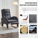 Rocking Chair Nursery, Modern Glider Chair with Adjustable Footrest and Solid Wood Legs, High Backrest Nursery Chair with Side Pocket, Rocker Armchair for Living Room Bedroom, Cotton Linen Dark Gray by TinyTreasures Baby Boutique