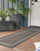 Unique Loom Outdoor Border Collection Area Rug - Soft Border (2' 7" x 10' Runner, Black/ Ivory) by GreenHaven Gardens
