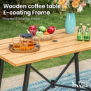 PHI VILLA 5 Piece Patio Bar Height Dining Set, Outdoor High Top Patio Table and Chairs Set with 4 Outdoor Bar Stools & 41" Wood-Like Iron Bar Table with 1.57" Umbrella Hole for Garden by CozyNest Decor