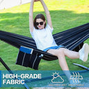 PNAEUT Double Hammocks with Stand for Outside, Portable Space Saving Heavy-Duty Steel Stand for Indoor Outdoor Patio with Carrying Bag, 450 lbs Capacity (Chasm) by GreenHaven Gardens