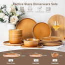 GBHOME Ceramic Dinnerware Sets for 4, 12 Pieces Stoneware Plates and Bowls Sets, Scratch Resistant Dishes, Dishwasher & Microwave Safe, Reactive Glaze-Amber by CozyNest Decor