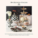 MACKENZIE-CHILDS Enamel Garden Pot, Planting Pot for Plants and Flowers, Small, Black-and-White Courtly Check by GreenHaven Gardens