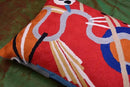 Lumbar Kandinsky Red Modern Throw Pillow Cover in Flow | Red Abstract Pillowcase | Modern Couch Pillow Contemporary | Outdoor Pillow | Mid Century Chair Cushions | Hand Embroidered Wool Size 14x20 by CozyNest Decor
