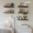 RICHER HOUSE 5 Set Floating Shelves for Wall Decor, Wall Mounted Book Shelf, Nursery Shelves Picture Ledge Shelf with Lip for Wall Storage, Bedroom, Living Room, Bathroom - Brown by CozyNest Decor