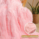 XeGe Fluffy Faux Fur Throw, Pink Luxurious 50x60 Shaggy Blanket, Warm Soft Fuzzy Couch Throw for Girls, Furry Lap Blanket for Sofa Bed Office Lightweight, Pink by CozyNest Decor