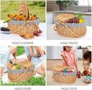 Happypicnic Wicker Picnic Basket with Handle, 15" Large Empty Picnic Basket with Lid & Removable Liner, Vintage Hand Woven Basket for Picnics, Camping, Veg Picking, Mother'S Day, Thanksgiving (Stripe) by GreenHaven Gardens