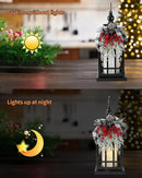 iStatue Metal Black Christmas Lantern with Flameless Candle, 14'' Modern Farmhouse Decor Festive Holiday Rustic Home Gifts for Indoor / Outdoor (Xmas) by CozyNest Decor
