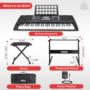 Pyle 61-Key Digital Karaoke Keyboard Piano – Portable Electronic Music Keyboard with Stand, Stool, Mic Input, Stereo Speakers, Record & Playback, Teaching Functions & Case Bag by TinyTreasures Baby Boutique