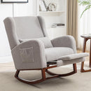 Rocking Chair Nursery with Foot Rest, Wingback Nursery Rocking Chairs, Teddy Nursing Glider Rocker Chair with Pillow and High Back for Nursery, Living Room, Bedroom, Grey by TinyTreasures Baby Boutique