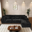Modular Sectional Sofa Cloud Sectional Couch, 135" Comfy Fluffy L Shaped Black Couches for Living Room, Deep Seat Memory Foam Plush Corduroy Boneless Couch Sectionals with Right Facing Chaise Sofa by CozyNest Decor