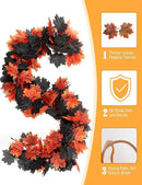 Joyhalo 5 Pack Fall Garland, Halloween Leaves Garland, Black Outdoor Leaf Vine for Mantle, Door Frame,Fireplace and Thanksgiving Decor by CozyNest Decor