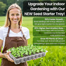 Bonviee 2-Pack Seed Starter Tray with Plant Light, Elevated Seedling Starter Trays Kits with Adjustable Humidity Domes and Clear Cell Tray, 12 Full Spectrum Led Lamp Beads for Plants Indoor-Clear by GreenHaven Gardens