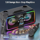 SD-215 Bluetooth Karaoke Machine for Adults & Kids- 2 Wireless Mics, 80W Powerful Sound, Rechargeable,15-Hour Playing, 6500mAh, LED Lights, Supports BT/USB/AUX for Home Parties Outdoor Gatherings by TinyTreasures Baby Boutique