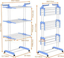 HOMIDEC Clothes Drying Rack, Large 4-Tier Foldable Drying Rack Clothing(67.7H x 19.7W x 30L Inches), Movable Drying Rack with 4 castors. Multifunctional Stainless Steel Laundry Drying Rack, Blue by CozyNest Decor