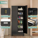 Metal Pantry Cabinet with 2 Doors and 5 Adjustable Shelves, 75" Kitchen Storage cabinets with Gold Handles, Versatile Storage for Laundry Room, Living Room, Bathroom, Dinning Room, Utility Room-Black by CozyNest Decor