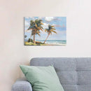 cozy country Palm Tree Wall Art 16"x11" - Coastal Pictures Beach Canvas Ocean Decor - Nautical Artwork Seascape Painting for Bathroom, Bedroom, Sea House by CozyNest Decor
