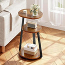 Side Table, Small End Table with Metal Frame, 3-Tier Bedside Tables, Round Side Tables for Living Room Bedroom Couch Bathroom, Oval, Vintage Brown by CozyNest Decor