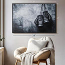 ElephantStock Boxing Gloves Wall Art - Horizontal Framed Canvas - 1-Piece Living Room Wall Decor - Photography Sports Canvas Print - Black and Gray Decor for Wall - 37" X 25" by CozyNest Decor