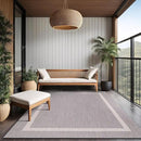 Bordered Outdoor Rug 9x12 Washable Outside Carpet for Indoor Patio Porch Waterproof Easy Cleaning Non Shedding Area Rugs Gray 9 x 12 by CozyNest Decor