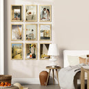 Vittanly 8x12 Picture Frames Set of 9, Shatter Resistant Plexiglass, Display 6x8 Pictures with Mat or 8x12 without Mat, Photo Frames for Wall or Tabletop, Engineered Wood, OAK by CozyNest Decor