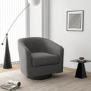 Swivel Barrel Accent Chair, Modern Round Linen Arm Chair for Living Room, Bedroom, Comfy Club Reading Chairs for Adults（Linen Fabric, Grey, Set of 2 by CozyNest Decor
