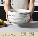 MALACASA Salad Bowls, 114 OZ(10") Extra Large Serving Bowls Set of 2, Porcelain Marble Grey Bowls Set for Soup, Salad, Ramen and Fruit, Dishwasher& Microwave Safe, Series REGULAR by CozyNest Decor