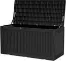 100 Gallon Storage Box, Waterproof Resin Deck Box with Hydraulic Piston Design, Lockable Storage Bench for Package Delivery, Storage Bin for Patio Cushions, Garden Tools, Black by CozyNest Decor