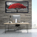Black and White Red Tree Wall Art Canvas Print Picture Large Red Tree Landscape Modern Artwork for Living Room Bedroom Office Home Wall Decor With Frame 29X58inch Black Framed by CozyNest Decor