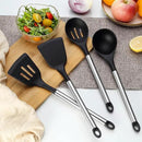 Pleafind 4-Pcs Silicone Cooking Utensils Set, Wok Utensils Set Include Wok Ladle, Slotted Spoon, Solid Spatula and Slotted Spatula, Silicone and Stainless Steel Kitchen Utensils, Dishwasher Safe by CozyNest Decor