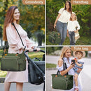 Diaper Bag Tote, Large Baby Diaper Bags Waterproof, Hospital Bag for Labor Delivery with Pacifier Case, Changing Pad, Shoulder Strap, Dark Green by TinyTreasures Baby Boutique