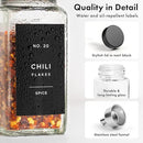 Glass Spice Jars with Label and Stainless Steel Lids (24 x 4oz) Spice Containers with 240 Labels, Shaker Inserts, Steel Funnel, Empty Square Empty Square Seasoning Organizer (Black) by CozyNest Decor