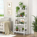 Homykic Bamboo White Bookshelf 4-Tier Ladder Shelf, 49.2” Freestanding Open Bookcase Book Shelf Bathroom Storage Shelf Unit Plant Stand for Small Space, Bedroom, Living Room, Home Office by CozyNest Decor