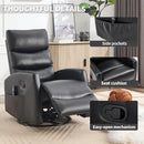 Manual Swivel Rocker Recliner Chair for Adults, Overstuffed Reclining Glider Chair for Nursing with Vibration Massage & Heat, Living Room Rocking Recliner 3-Stage backrest, Faux Leather Black by CozyNest Decor
