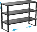 Expandable Spice Rack Kitchen Cabinet Shelf Organizer, Stackable Storage Shelves Racks, Adjustable Counter Shelving for Cabinets, Countertop, Cupboard,Pantry and More(3Packs/Black/Large) by CozyNest Decor