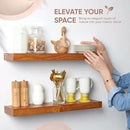 Homeforia 24inch Oak Floating Shelf for Wall, High End Solid Real Wood 24 inches Long Floating Shelves for Bathroom, Honey Oak Wooden Floating Shelves, Heavy Duty Bracket, 24 X 6.5 X 1.75 in, Set of 2 by CozyNest Decor