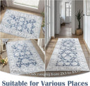 jinchan Runner Rug 2x6 Washable Hallway Runner - Vintage Floral Non Slip Low-Pile Soft Thin Kitchen Rug Distressed Carpet for Farmhouse Bedroom Entryway Laundry Room(2x6ft,Dark Blue) by TinyTreasures Baby Boutique