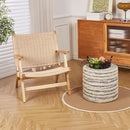 Wimarsbon 18'' Ottoman Pouf, Natural Braided Poof, Rustic Handweave Lounge Pouffe, Boho Footrest Stool for Bedroom, Accent Table for Living Room (Blue Corn Husk) by CozyNest Decor