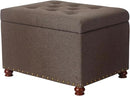 Joveco Storage Ottoman Linen Tufted Bench, Rectangular Footrest Footstool Coffee Table Seat for Living Room Bedroom, Coffee by CozyNest Decor