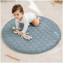 Comfy Cubs Round Kids Play Mat -Small 36 inches Soft Quilted Baby Floor Mat with Non-Slip Bottom - Plush Design for Toddlers' Playtime and Relaxation - Comfortable and Durable - Pacific Blue by TinyTreasures Baby Boutique