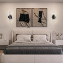 Black Crystal Wall Sconces Set of Two, Wall Sconce Set of 2, Black Sconces Wall Lighting with K9 Crystal Lampshade, Wall Lights for Bedroom Living Room Bathroom Hallway by CozyNest Decor