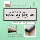 Home Is Where My Boys Are Wall Decor 32"×12" mom and her boys Sign for boys room Playroom Large Wood Framed Wall Hanging Art (Black) by CozyNest Decor