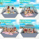 Gorich Beach Tent Sun Shelter for 3/4-5/6-7/8-10 Person with UPF 50＋ UV Protection, Lightweight & Easy Setup Beach Shade Canopy, Portable Beach Shade Tent Beach Cabana by TinyTreasures Baby Boutique
