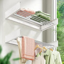 Wall Mounted Clothes Drying Rack 32 inches,Foldbale Laundry Drying Rack Wall Mount,Drying Rack Clothing Space Saver,Retractable,Collapsible,Folding Laundry Rack,White by CozyNest Decor